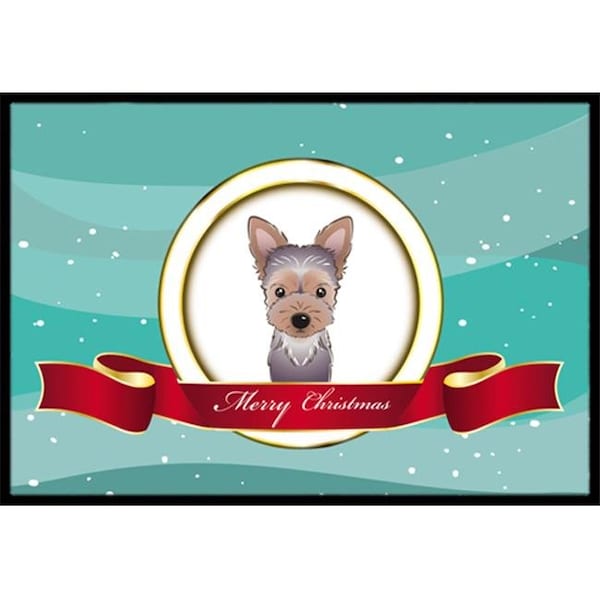 Carolines Treasures BB1542JMAT Yorkie Puppy Merry Christmas Indoor & Outdoor Mat; 24 x 36 in. BB1542JMAT - main